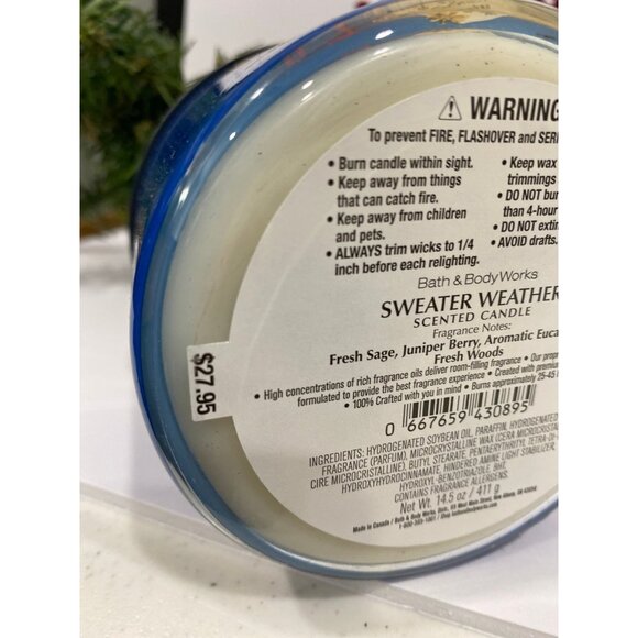Bath & Body Works “Sweater Weather” New 3 Wick Candle - Picture 7 of 7